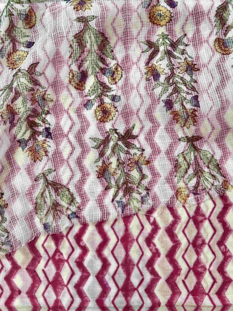 Sanganeri Handblock Printed Unstitched Suit 4 pc - Image 2