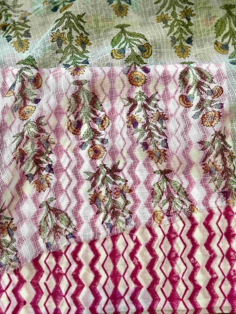Sanganeri Handblock Printed Unstitched Suit 4 pc - Image 4