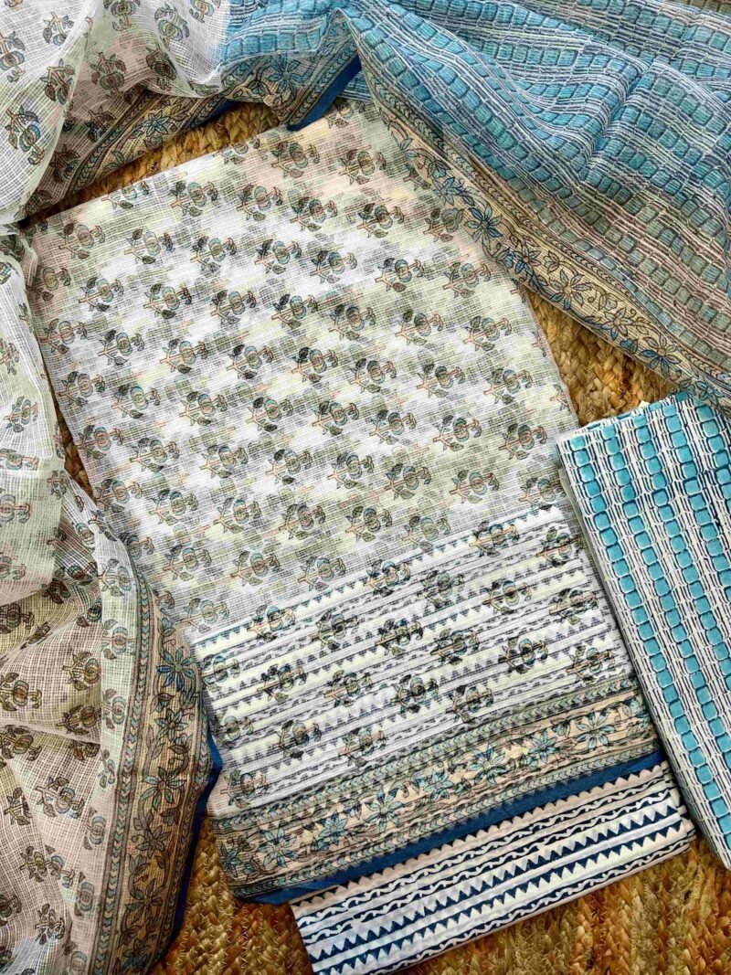 Sanganeri Handblock Printed Unstitched Suit 4 pc - Image 7