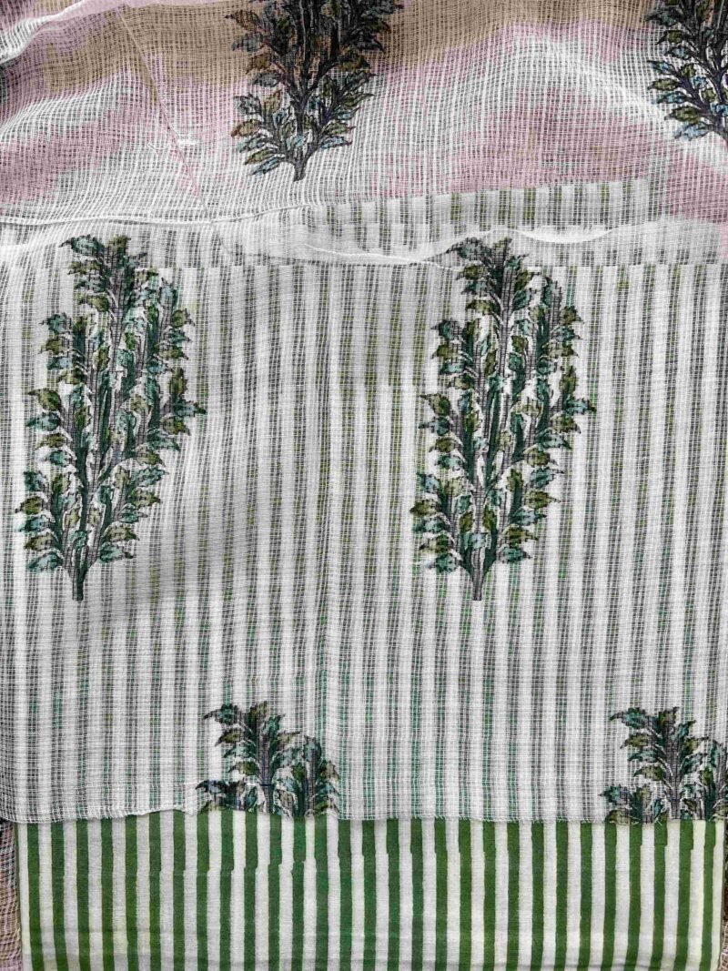 Sanganeri Handblock Printed Unstitched Suit 4 pc - Image 4