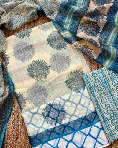 Sanganeri Handblock Printed Unstitched Suit 4 pc