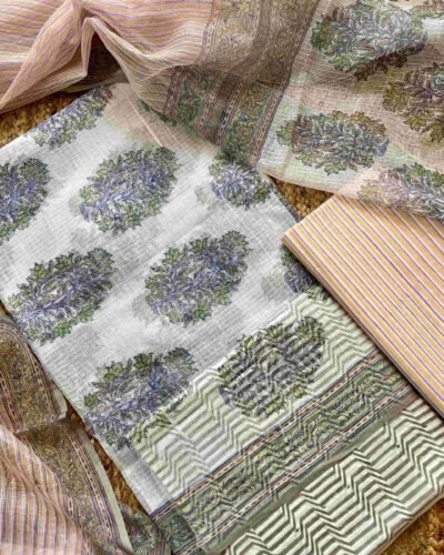 Sanganeri Handblock Printed Unstitched Suit 4 pc